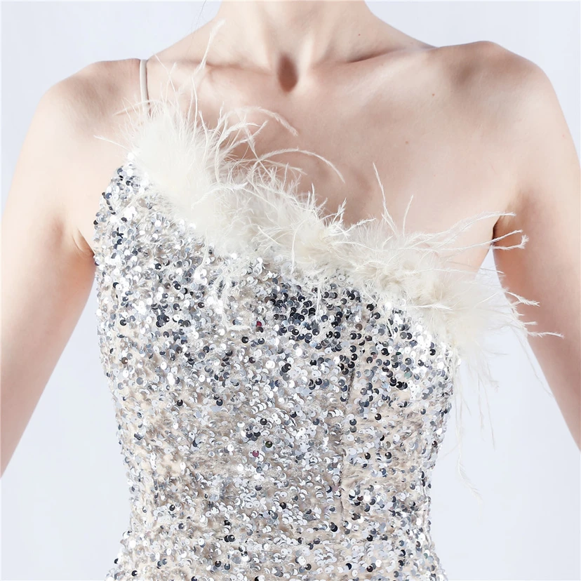 Robe de soirée en satin à baleines ornée de diamants et de fleurs, taille haute, pour réunion annuelle et mariage view 18