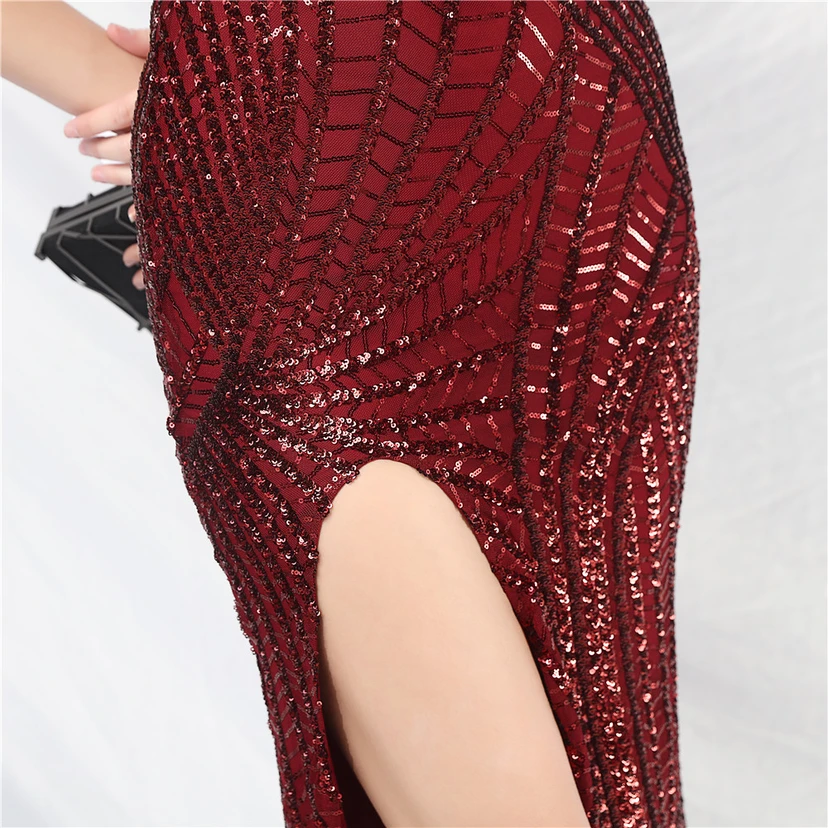 Robe de soirée ultra-résistante à rayures perlées et sequins view 29