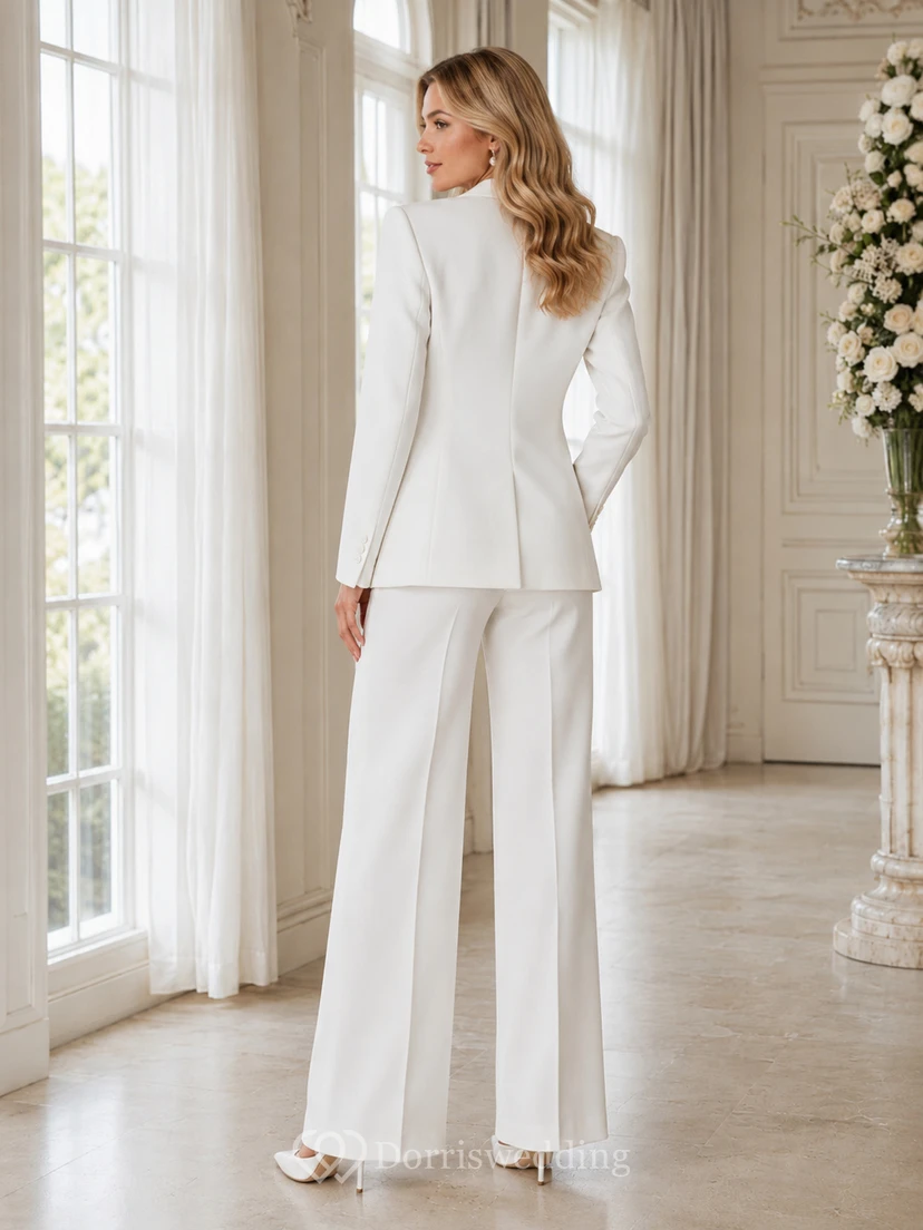 Braut-Jumpsuit aus Satin und Spitze mit herzförmigem Dekolleté, langen Ärmeln und bodenlang view 2