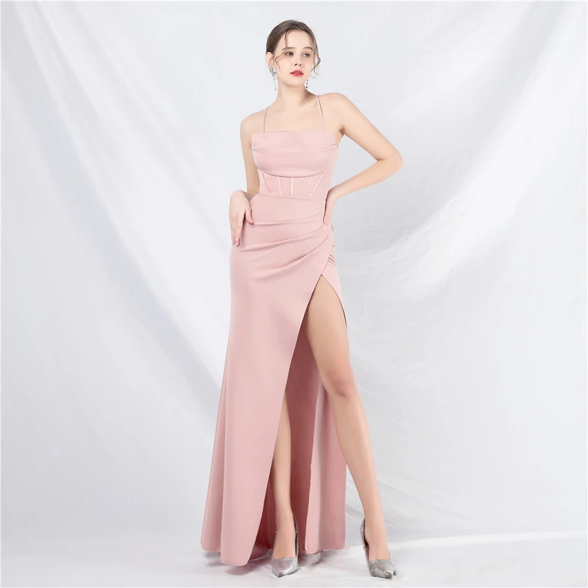 Vestido de noche de alta gama con tirantes y chaleco tipo espina de pescado Palace view 29