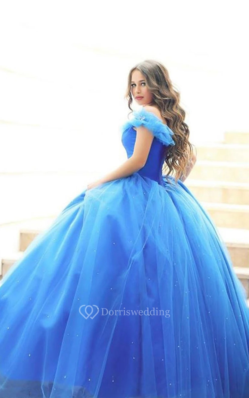 Ball Gown Floor-Length Off-The-Shoulder One-Shoulder Sweetheart Cap Zipper Tulle Lace Sequins Dress