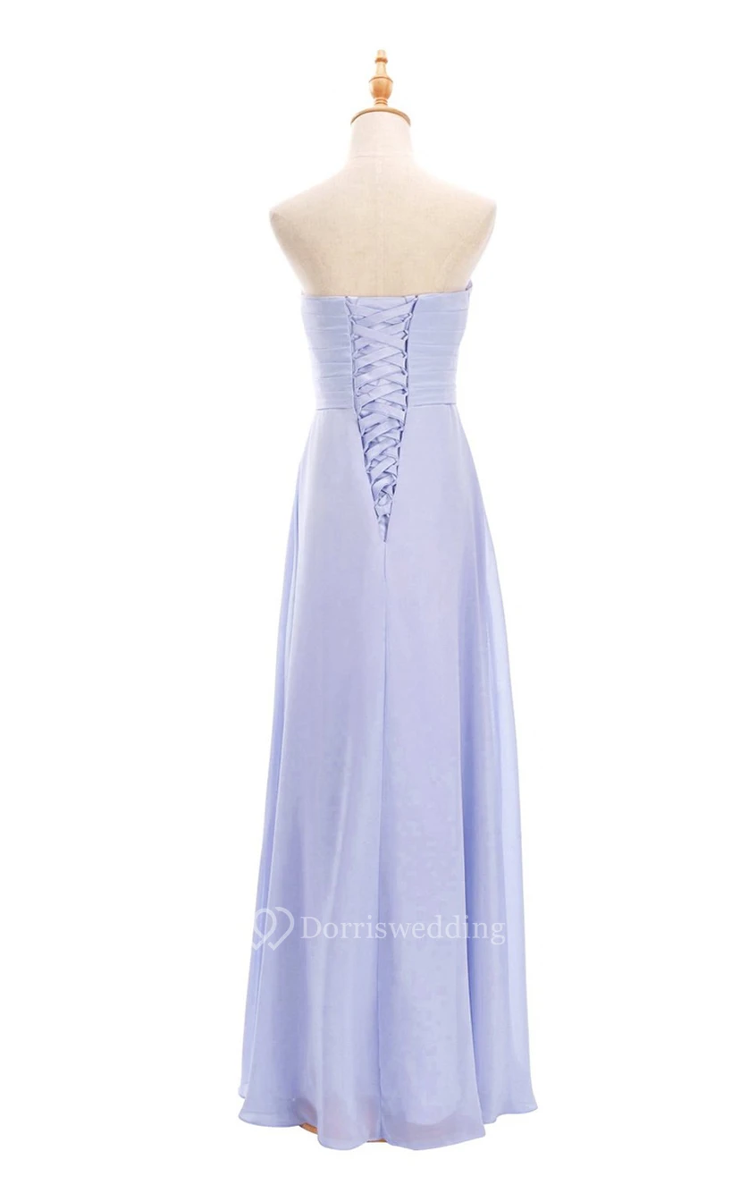 Sweetheart Criss-cross Chiffon A-line Dress With Lace-up Back view 27