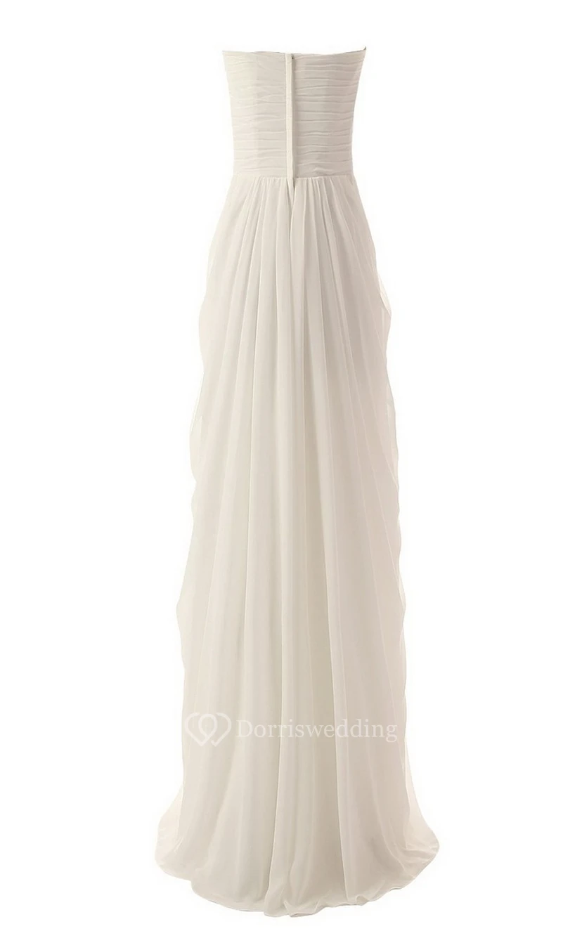 Sweetheart Long Chiffon Gown With Allover Pleats view 3