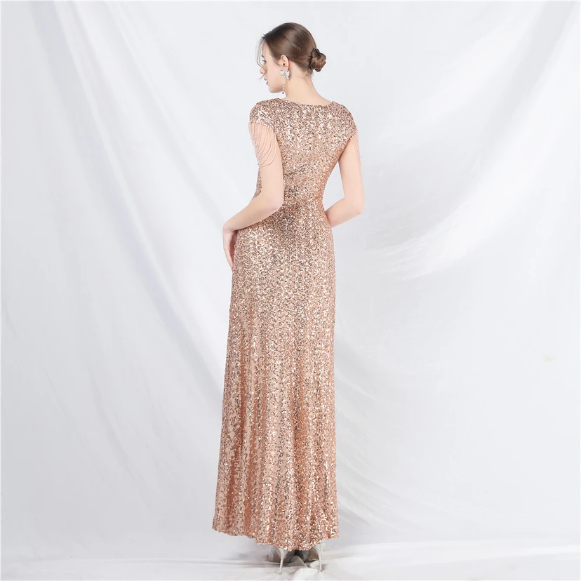 A-Line Big Swing Dress Craft Sequined Long A-Line Evening Dress view 53
