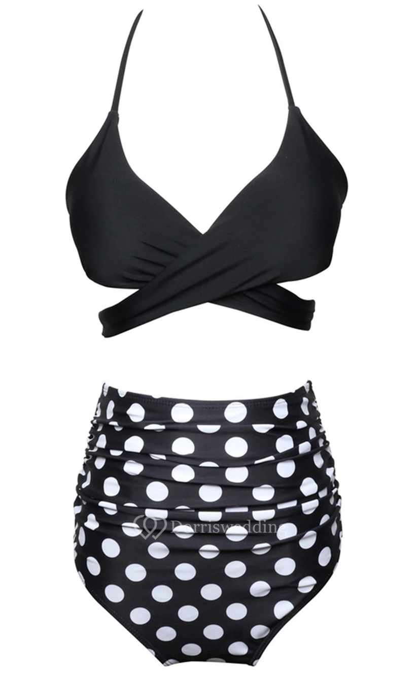 Bikini-Set mit floralem und schlichtem Neckholder und hohem Bund view 7