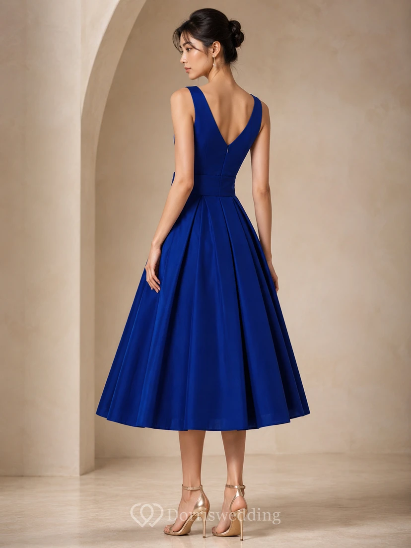 Robe trapèze sans manches arrivant au genou, à plis view 6