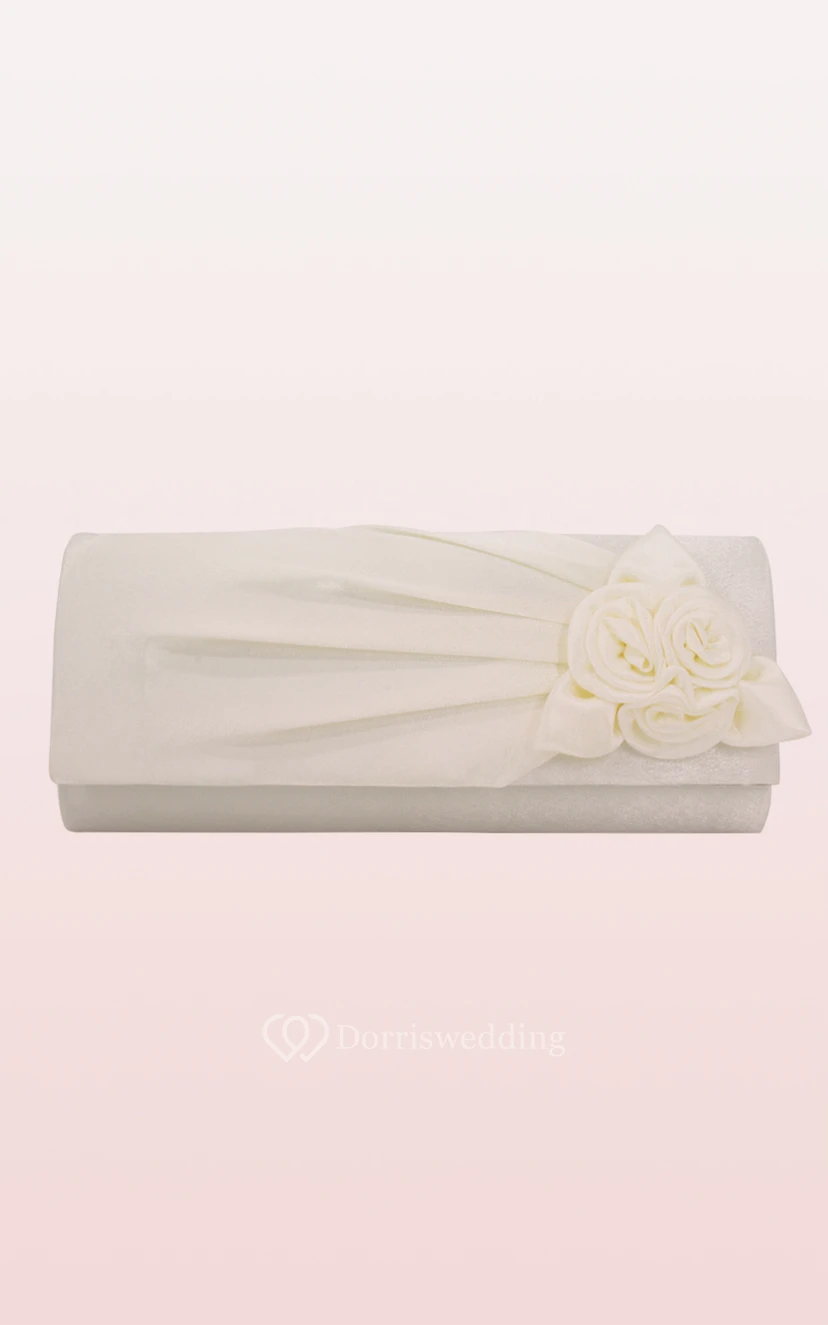 Satin Handbag with Flower