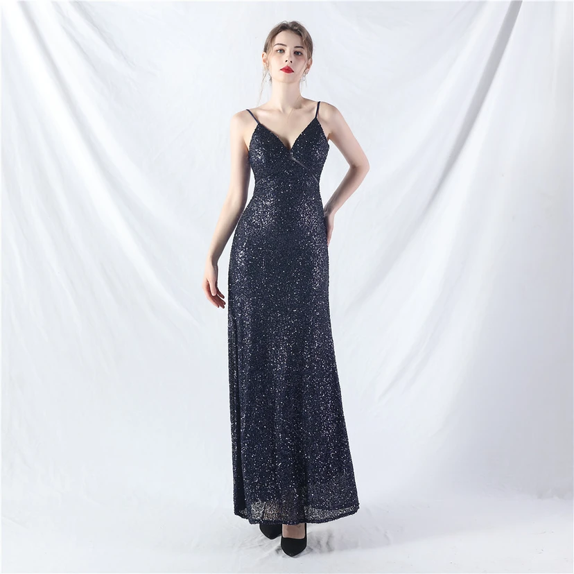 Robe longue trapèze évasée à paillettes, modèle phare du quotidien view 2