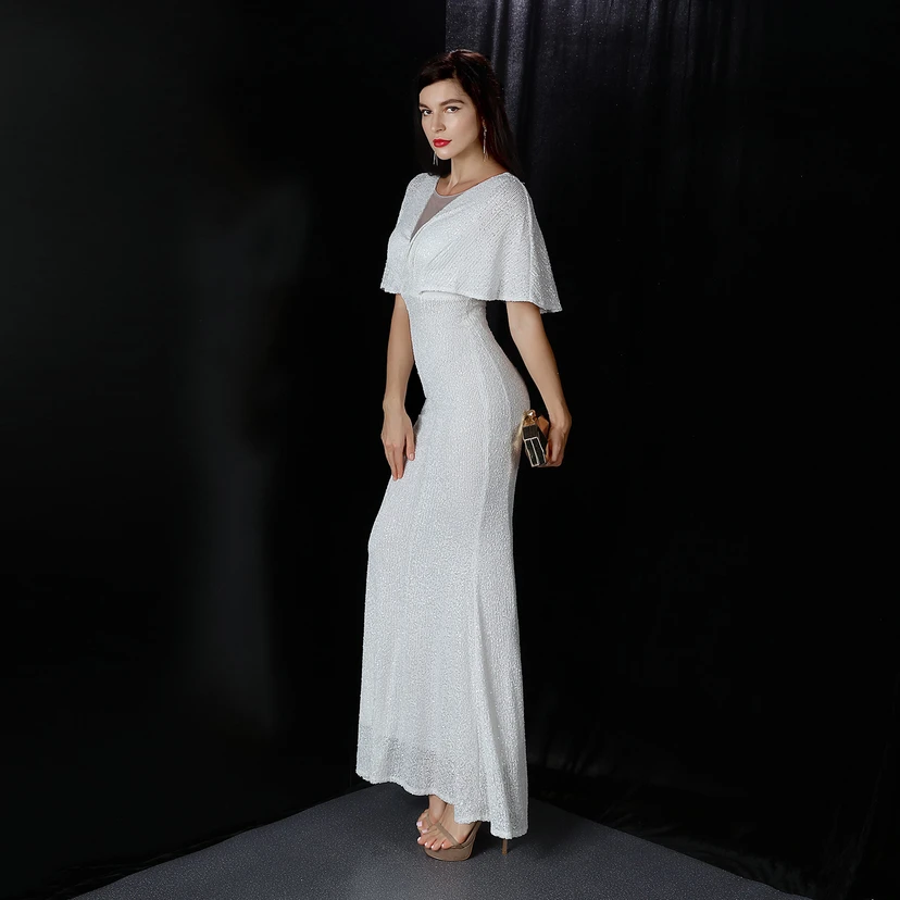 Elegantes Abendkleid mit Polyestergarn, Quasten, Pailletten und Fischschwanzsaum für Damen im Herbst view 6