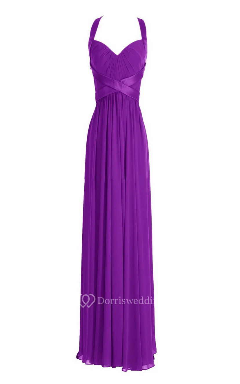 Sleeveless Empire Long Chiffon Crisscross Dress view 8