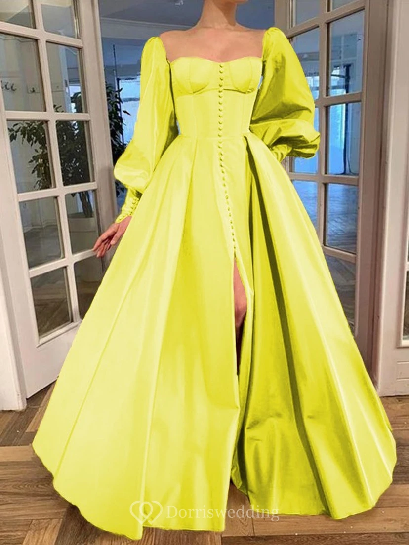 Elegantes Kleid im Vintage-Stil mit langen Puffärmeln, Empire-Stil und Schlitz vorne view 25