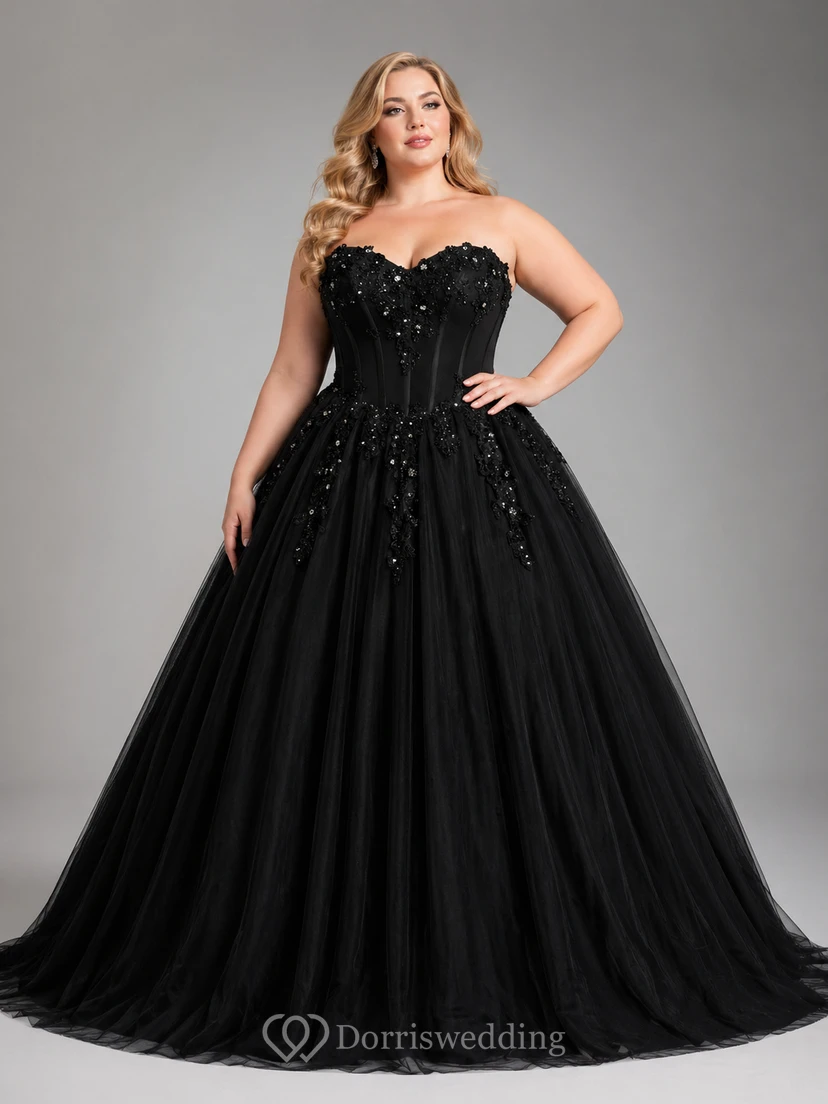 Luxuriöses, marineblaues, trägerloses Ballkleid mit Spitzenapplikationen für formelle Anlässe wie Abschlussball oder Gala view 5