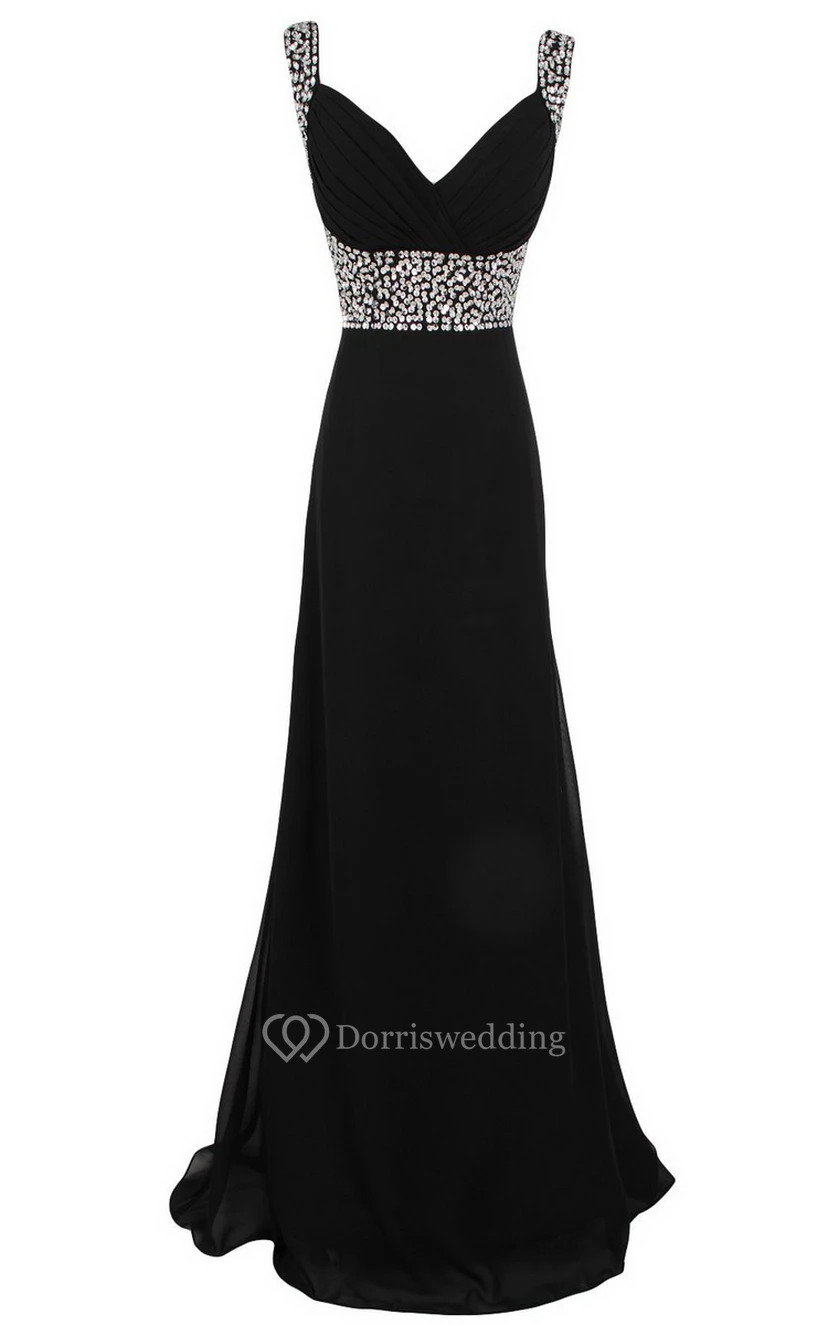 Sleeveless V-neck Empire Long Chiffon Gown view 10