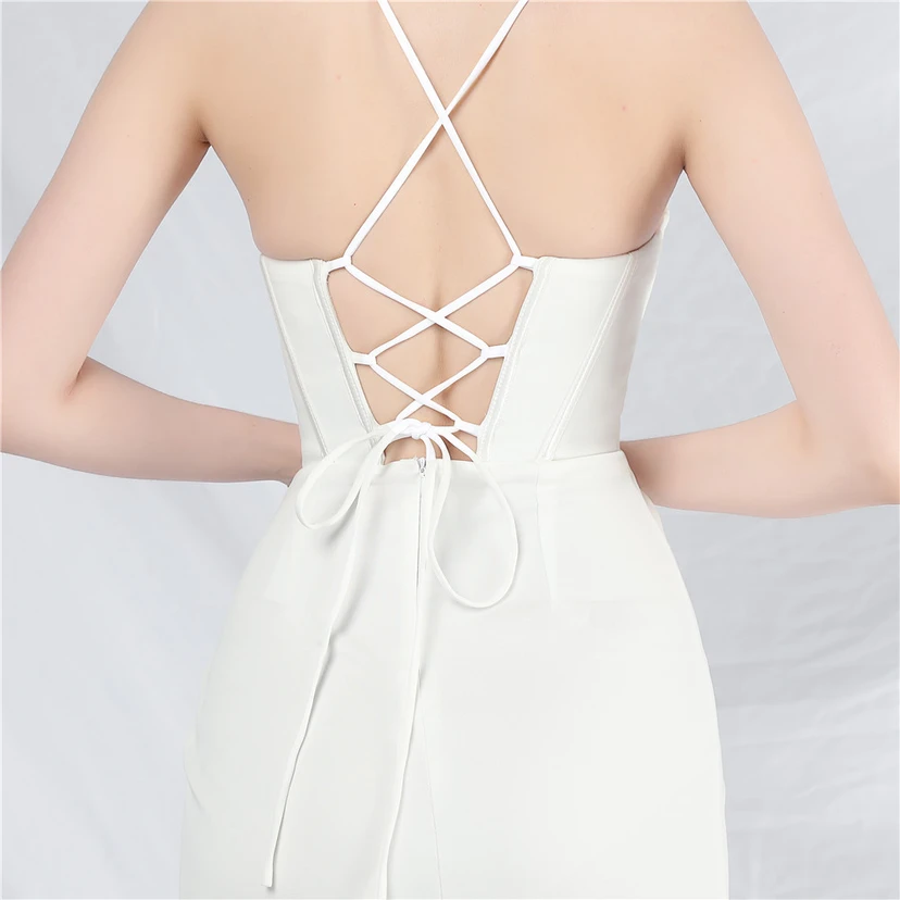 Robe de soirée haut de gamme Palace Fishbone Vest, bustier orné de perles et bretelles. view 8