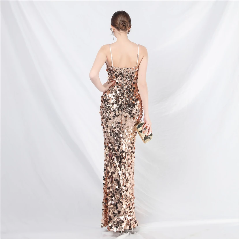 Robe de soirée longue à bretelles haut de gamme view 38