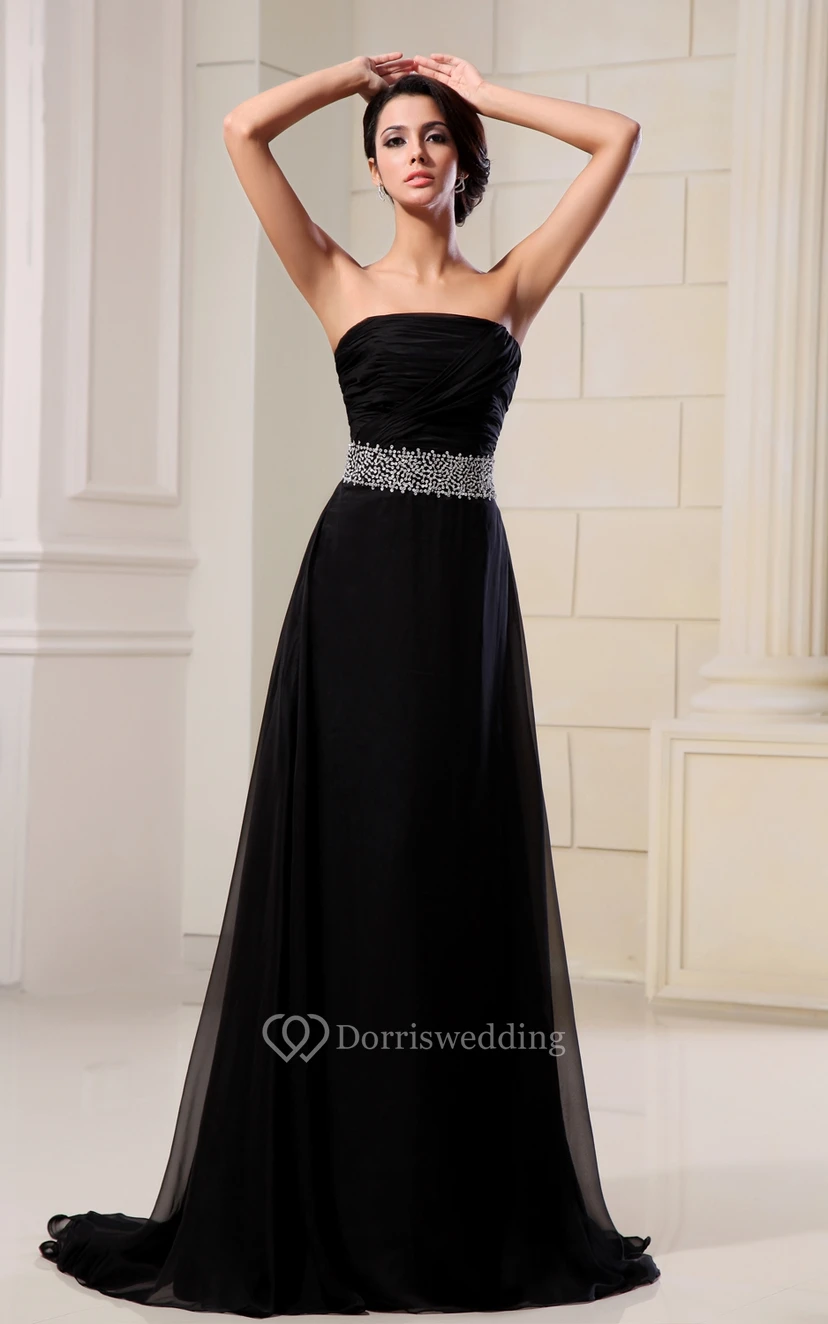 Wonderful Scalloped-Neck Chiffon Gown With Sequined Waist view 2