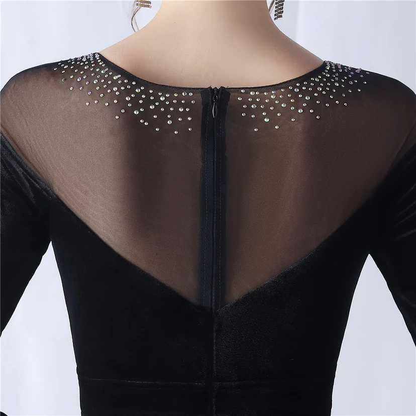 Long-Sleeved Fishtail Evening Dress High-End Atmosphere Elegant Banquet Temperament Velvet Aura Queen view 33
