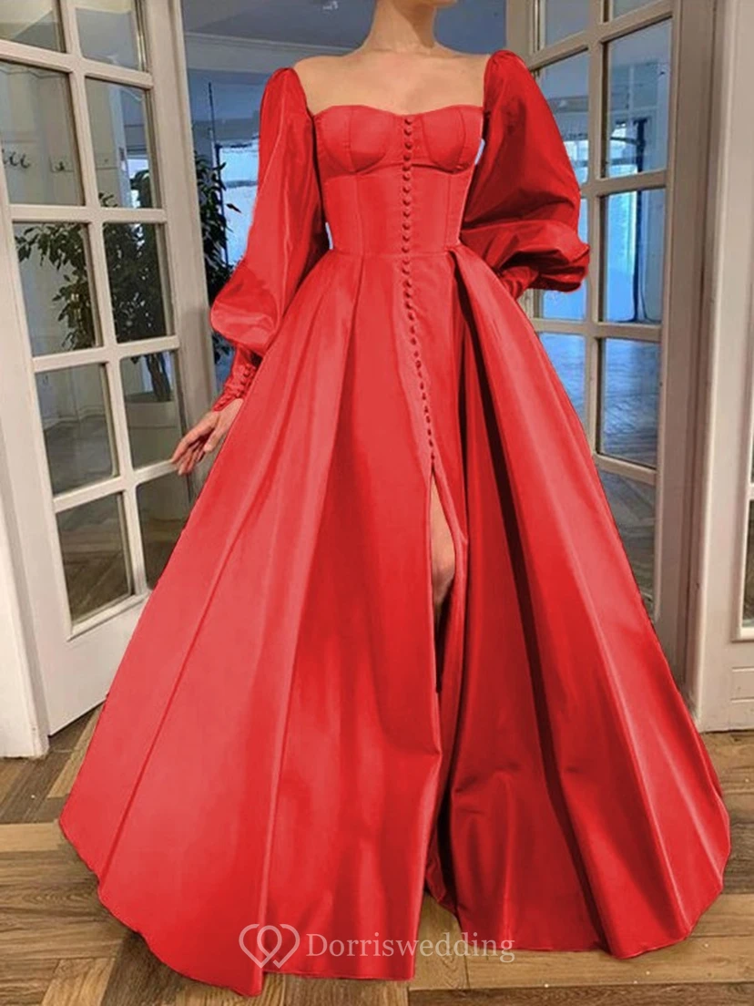 Elegantes Kleid im Vintage-Stil mit langen Puffärmeln, Empire-Stil und Schlitz vorne view 37