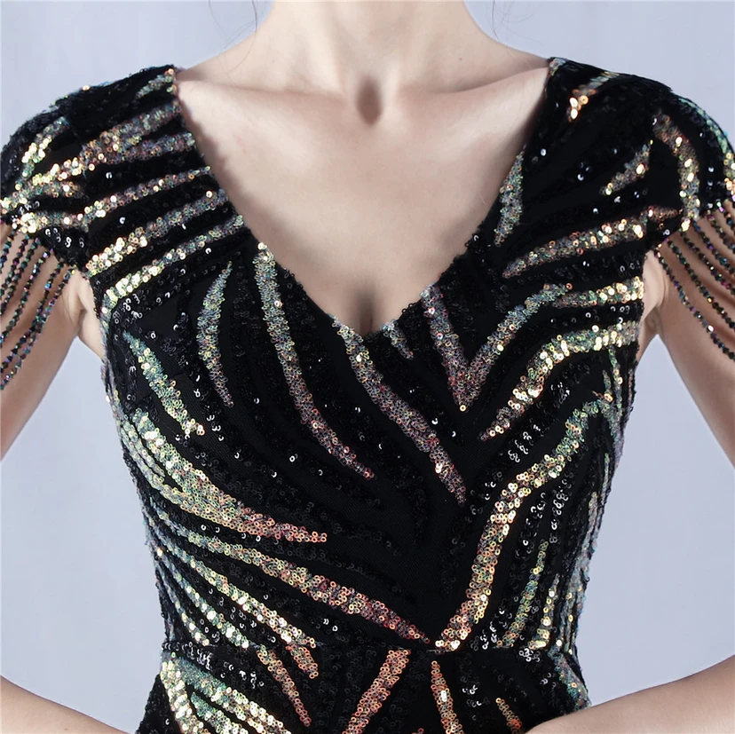 A-Line Big Swing Dress Skirt Encrypted Sequined Craft Beaded Evening Dress view 8