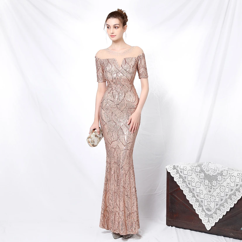Elegantes, langärmeliges Paillettenkleid im Meerjungfrauenstil mit Meerjungfrauenschnitt – ein echter Hingucker! view 22