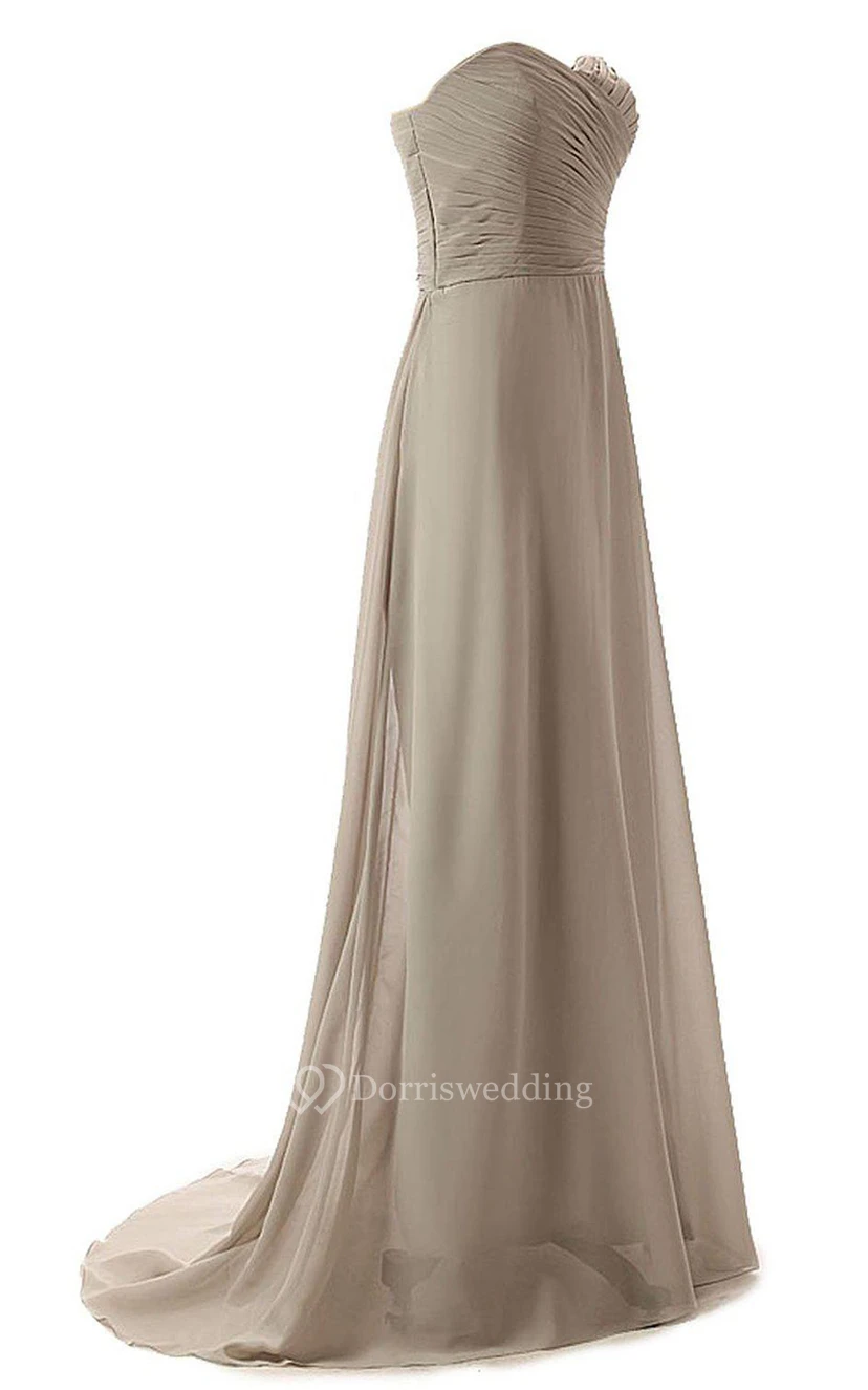 Sweetheart A-line Chiffon Gown With Criss-cross Ruching view 2