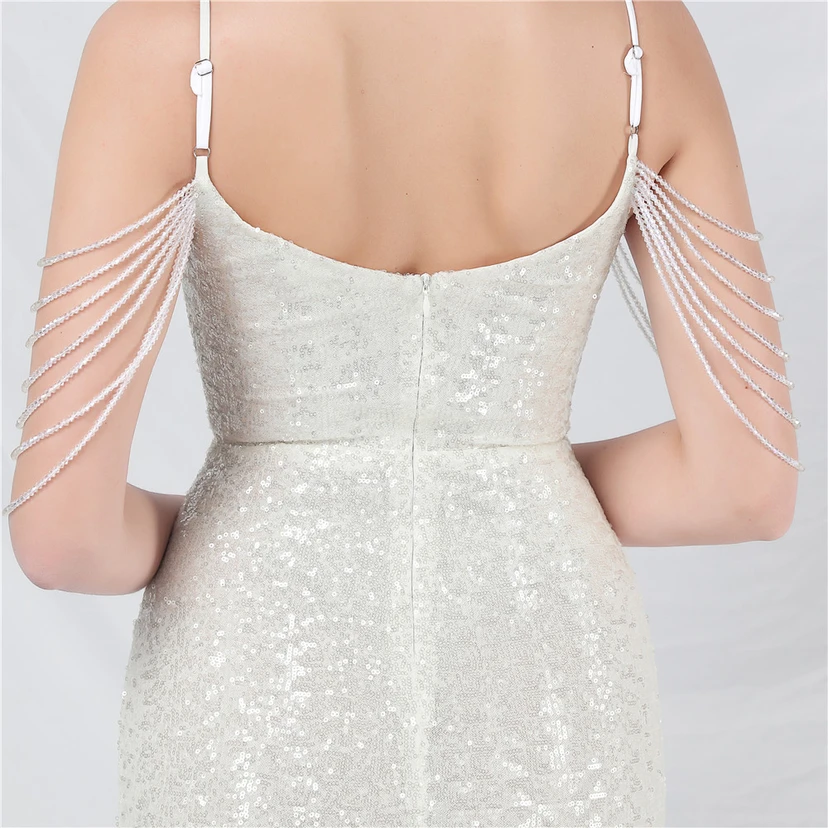 Robe de soirée longue à sequins et perles fantaisie view 52