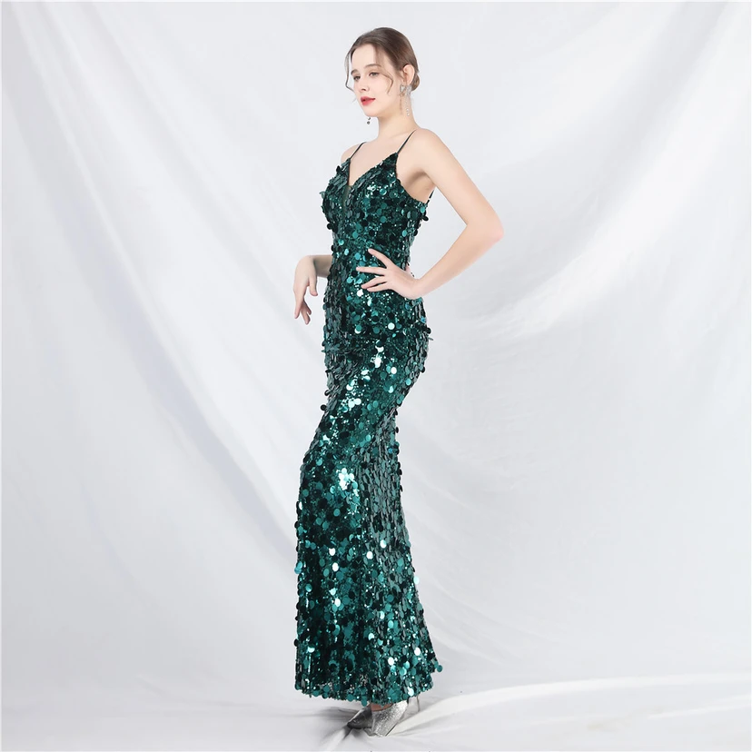 Robe de soirée longue à bretelles haut de gamme view 3