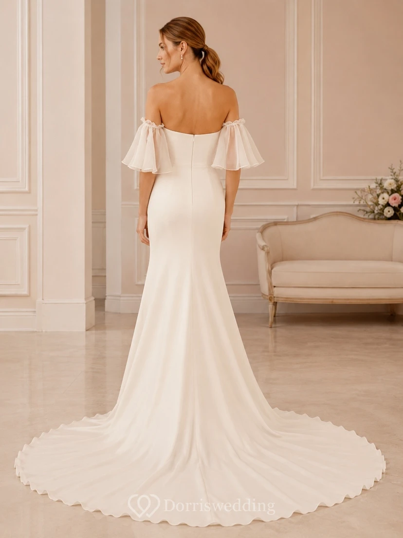 Square Romantic Neck Bridal Refined Wedding Dress A-Line Lace view 2