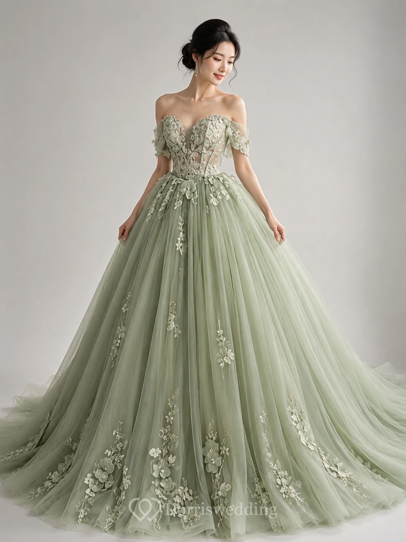Sweetheart Ball Gown Tulle A-line Applique Exquisite Prom Dress view 6