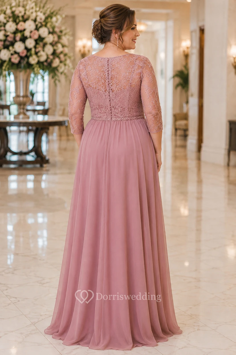 Mutterkleid in Übergröße, altrosa, mit Spitzenoberteil und Chiffon view 2