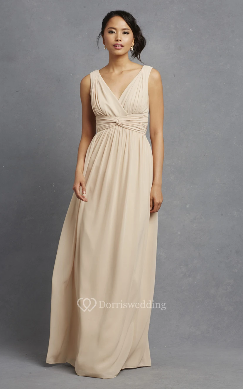 V-Neck Sleeveless Long-Chiffon Chic Dress With Ruching view 3