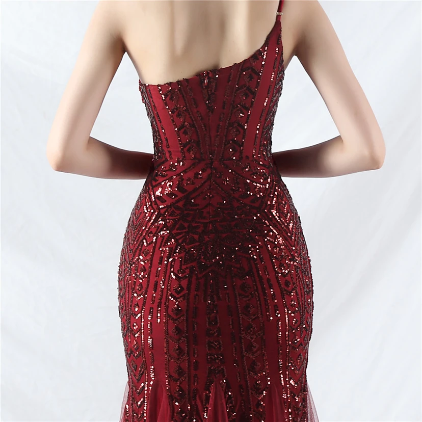 Crafted Beaded Positioning Flower Beads Splicing Mesh Gauze High-End Evening Dress view 57