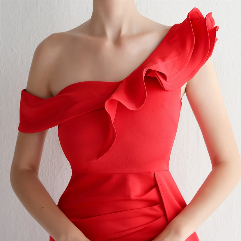6 Farben One Shoulder Bankett Abendkleid Mode Party Langes Elegantes Schlankes Sexy Meerjungfrauenkleid view 37