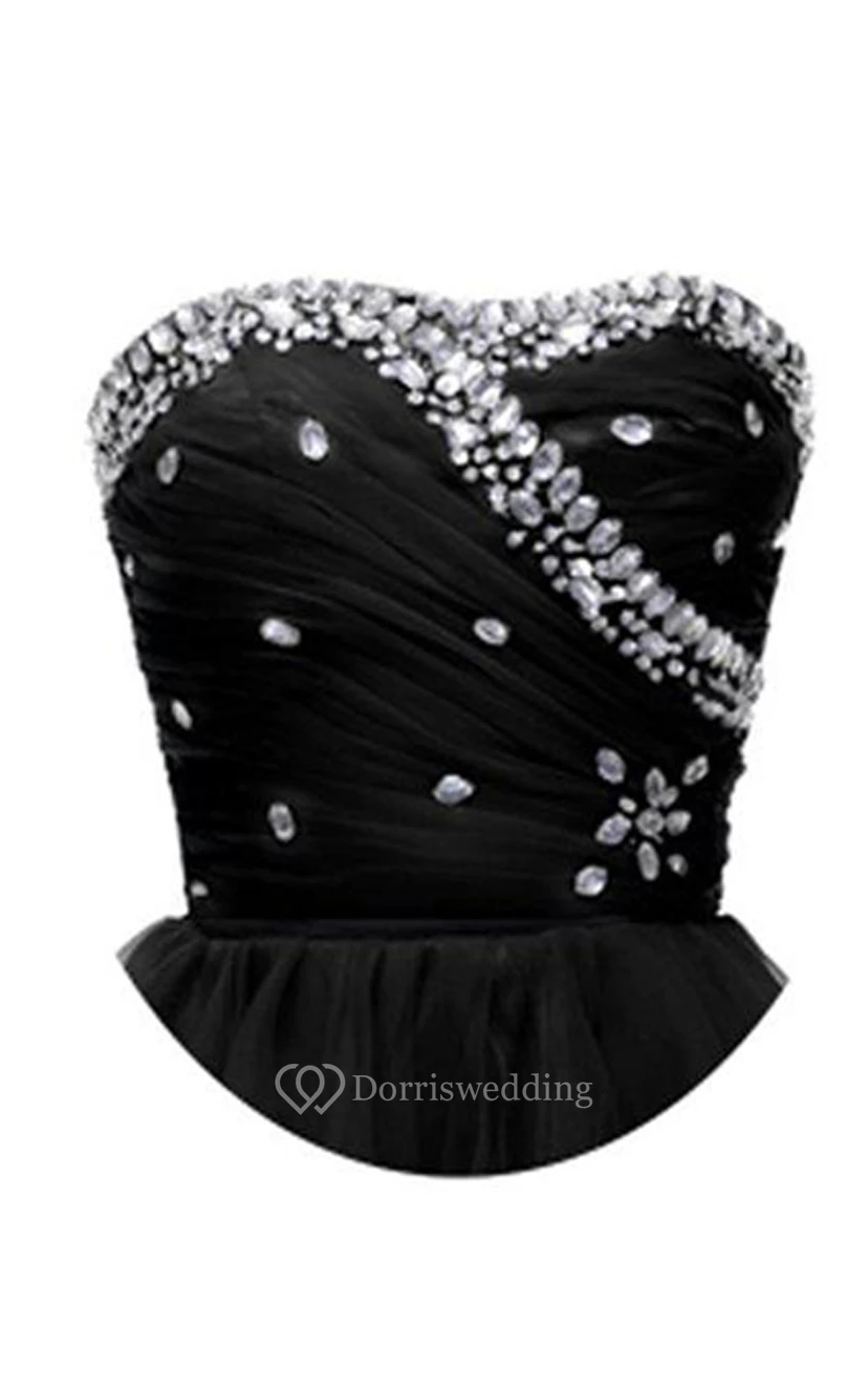 Strapless A-line Dress With Rhinestone Bodice view 5
