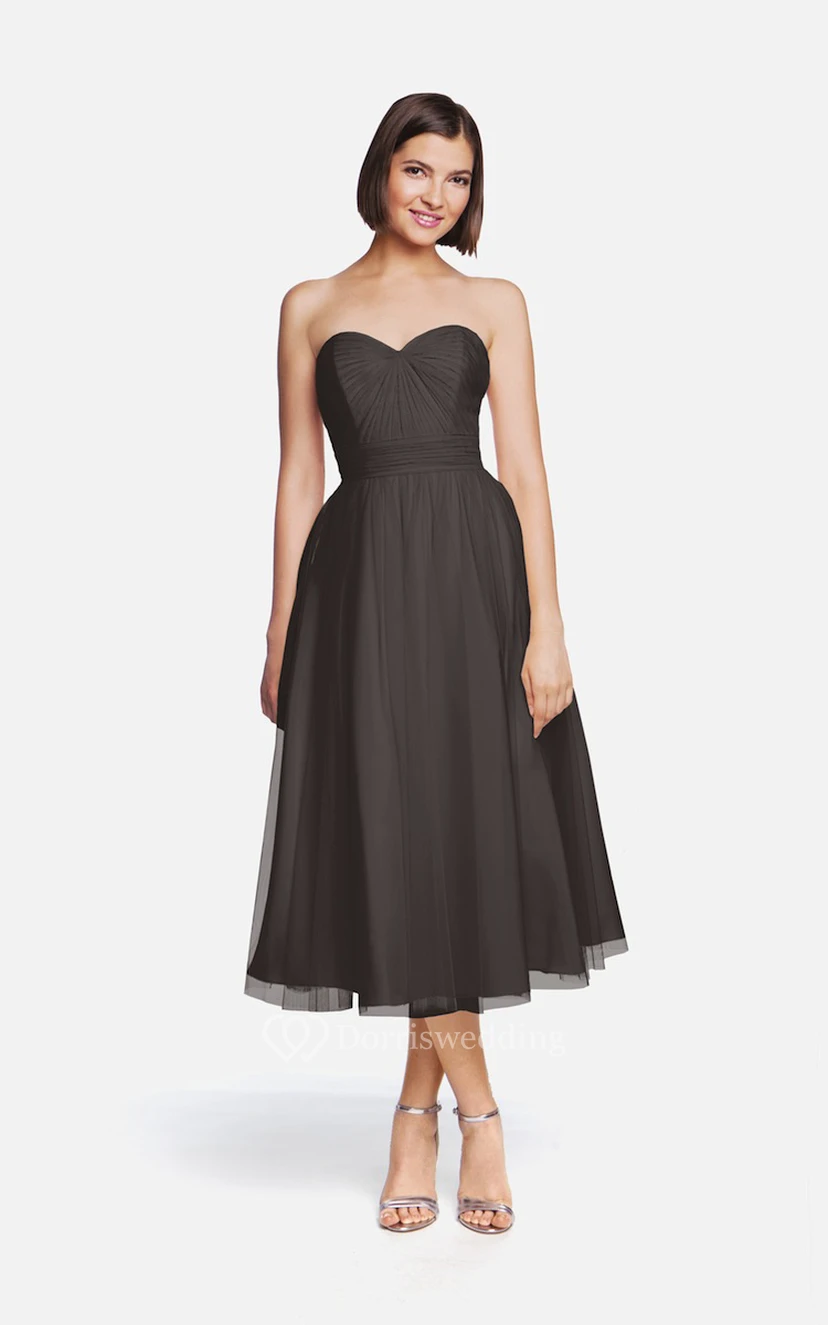 Tulle Tea-Length Angelic Dress With Sweetheart Neck view 17