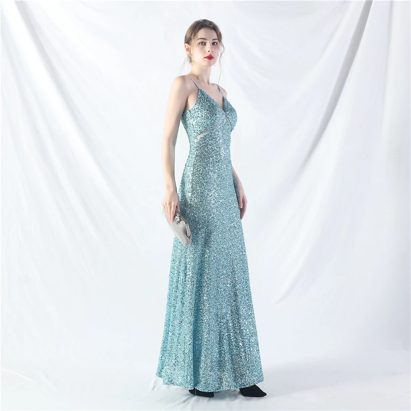 Robe longue trapèze évasée à paillettes, modèle phare du quotidien view 59
