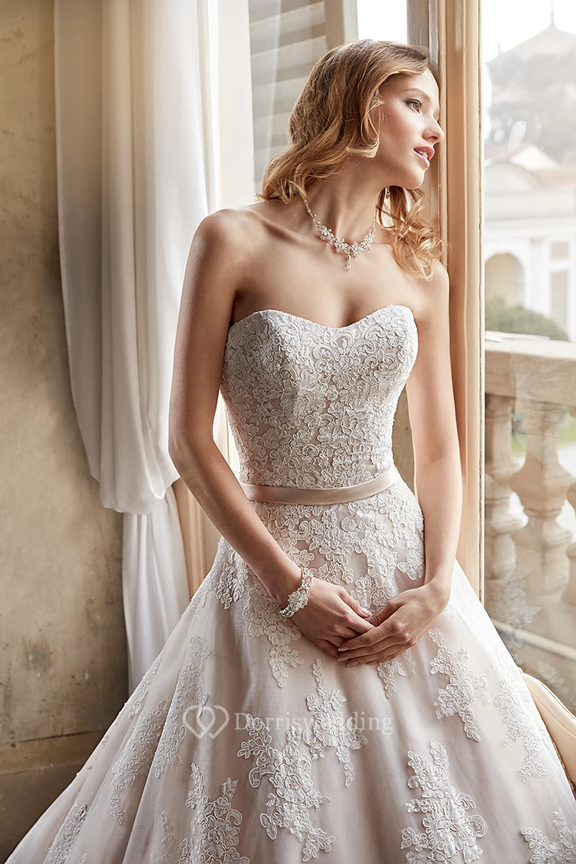 Ball Gown Sweetheart Lace Wedding Dress With Court Train view 2