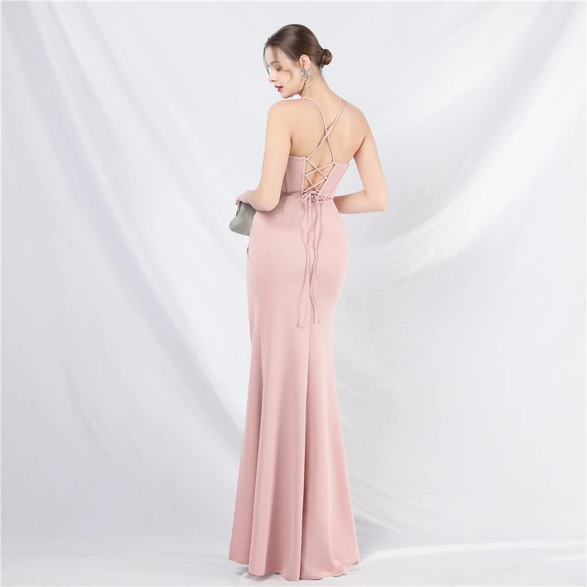 Vestido de noche de alta gama con tirantes y chaleco tipo espina de pescado Palace view 33