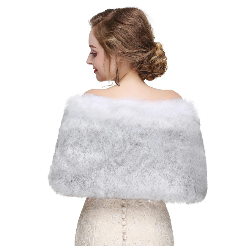 Bridal Winter Warm Wool Cape Fur Wedding Dress Fox Fur Waistcoat view 14