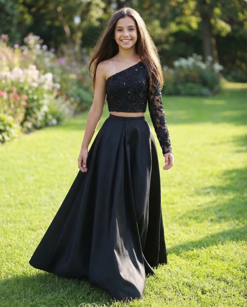 One-Shoulder Lace Flower Girl Dress