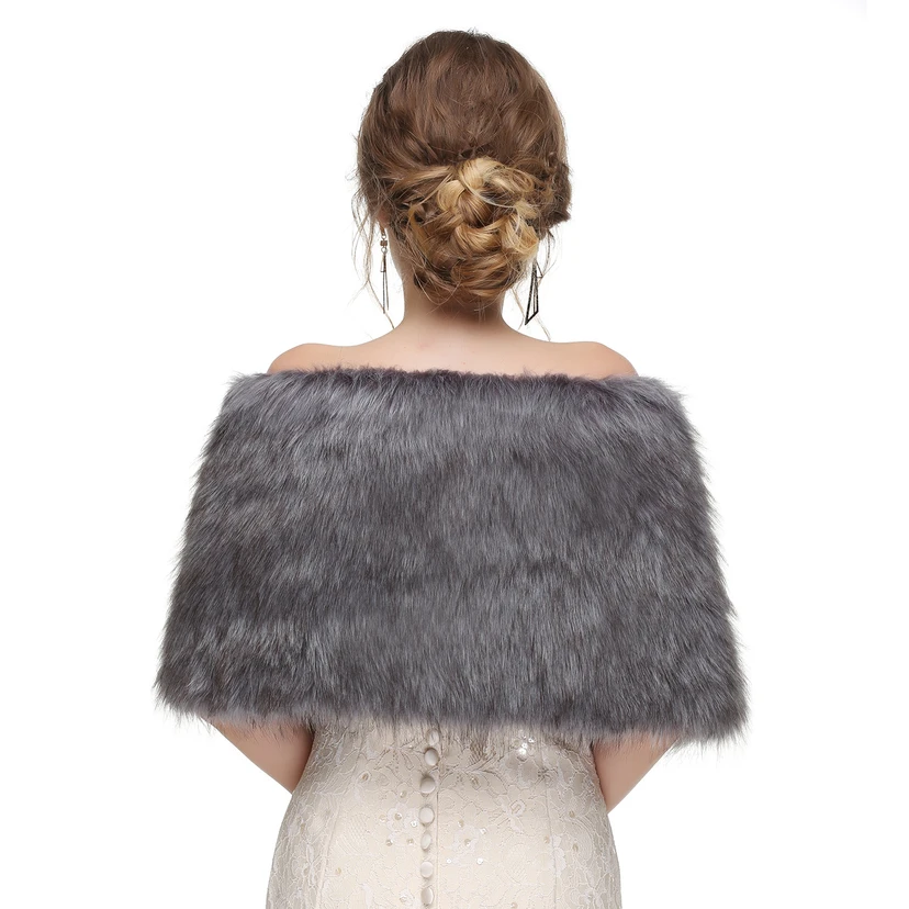 Bridal Winter Warm Wool Cape Fur Wedding Dress Fox Fur Waistcoat view 38