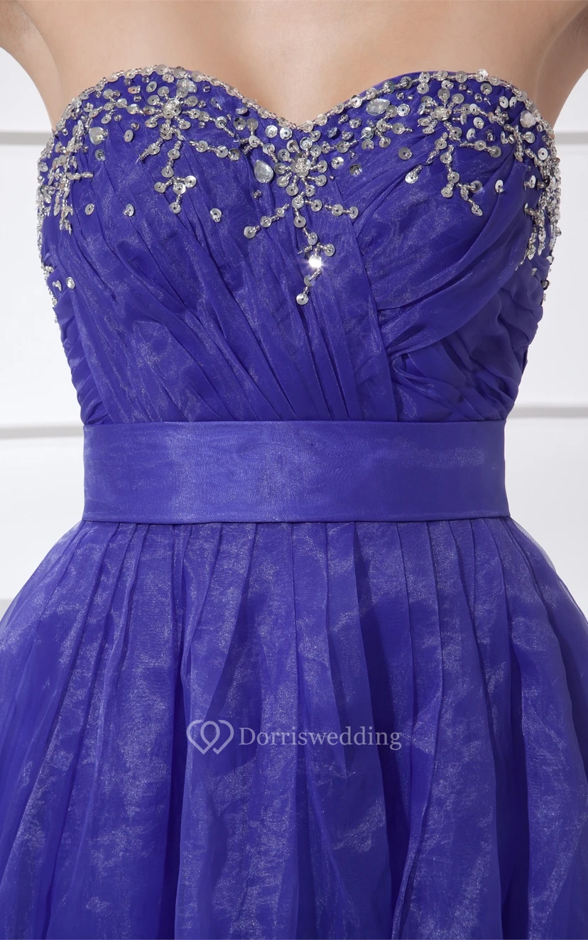 Sweetheart A-Line Criss-Cross Beading and Dress With Pleats view 2