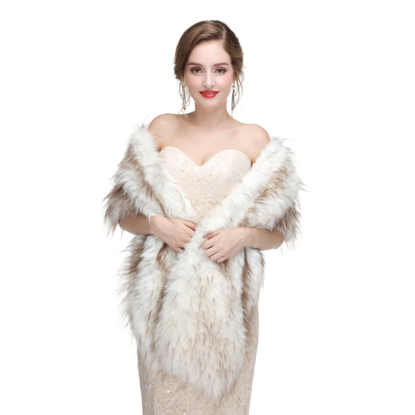 Bridal Winter Warm Wool Cape Fur Wedding Dress Fox Fur Waistcoat view 6