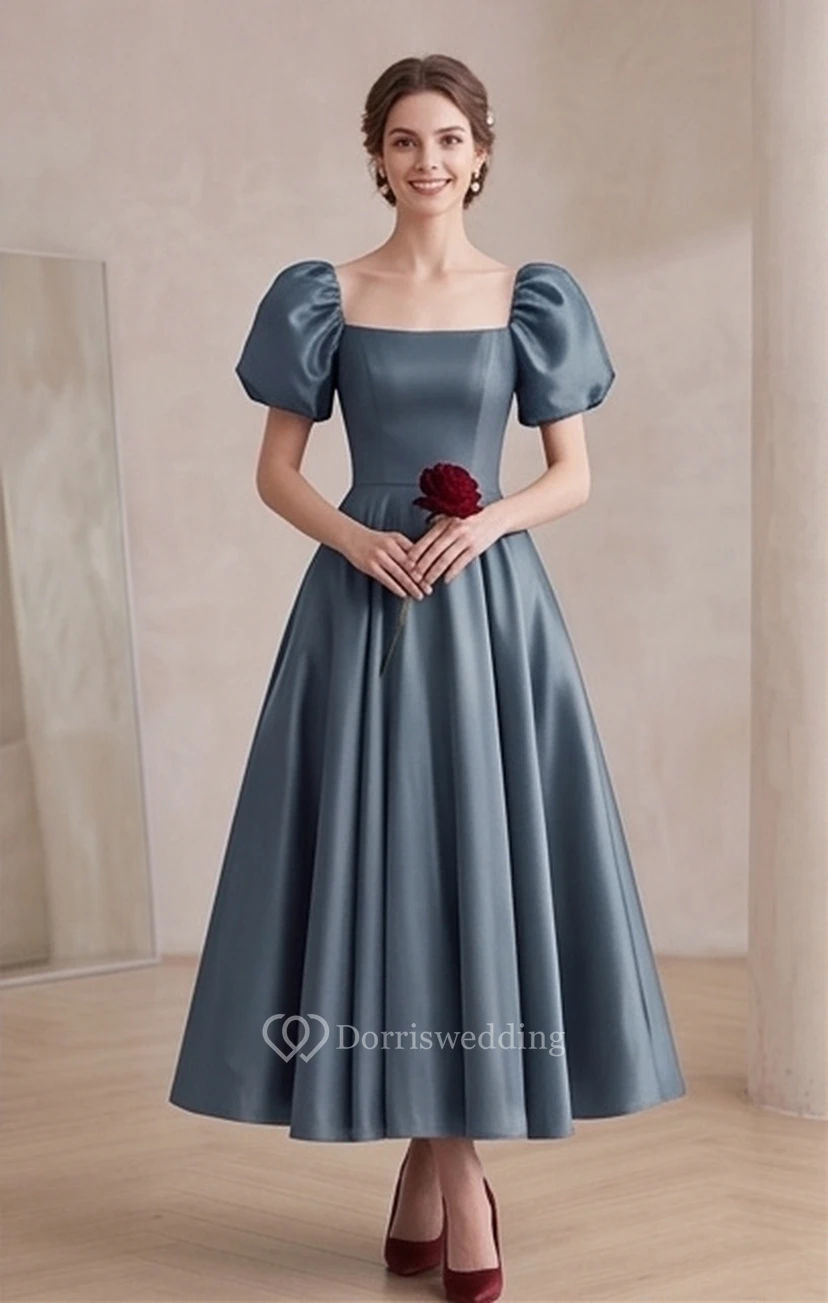 Puff-Sleeve Vintage Victorian A-line Dress | Regency Era Plus Size 1950s Bridesmaid Ball Gown | Modest Prom Wear view 21