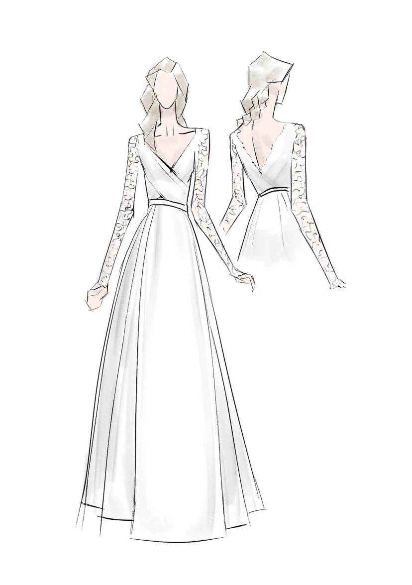 Vestido de novia vintage de tul etéreo, de talla grande, sexy, de manga larga y escote en V, de estilo campestre. view 4