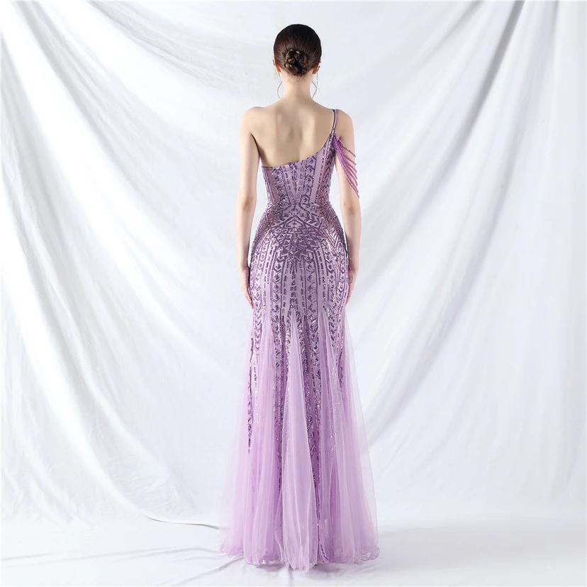 Robe de soirée haut de gamme ornée de perles de positionnement, de fleurs et de broderies en tulle. view 77