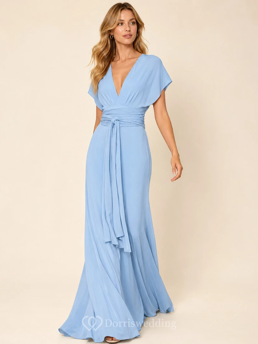 Robe de demoiselle d'honneur élégante d'inspiration grecque avec ceinture à nouer view 7