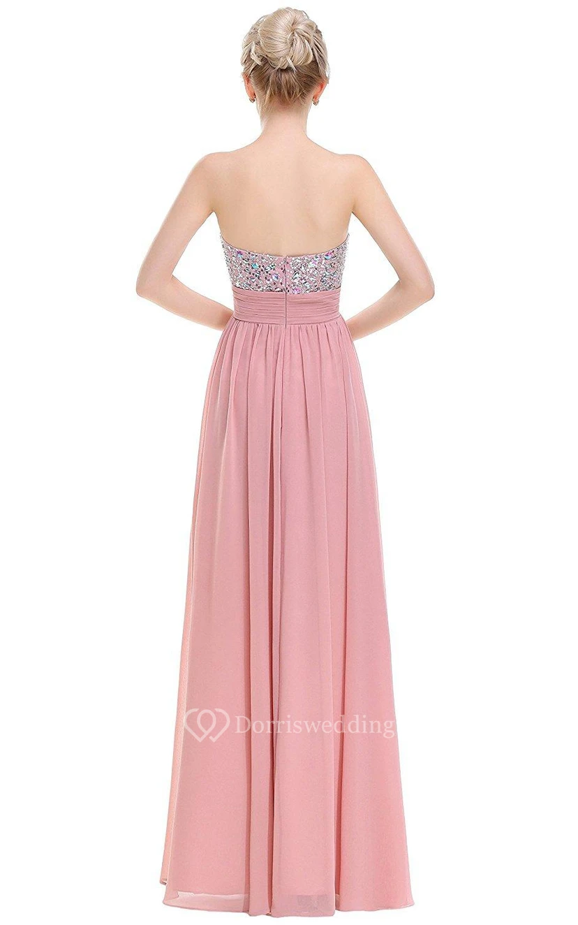 Robe empire en mousseline avec fronces et sequins view 2