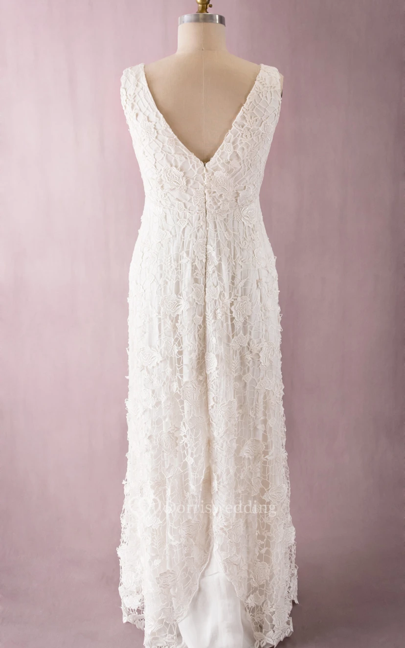Delicated V Back V-Neck Vintage Floor-Length Dress view 2