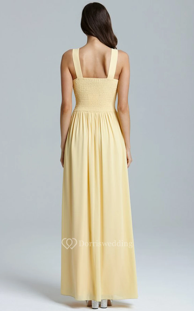 Scoop Neckline Modest A-Line Gown With Squared Back view 26